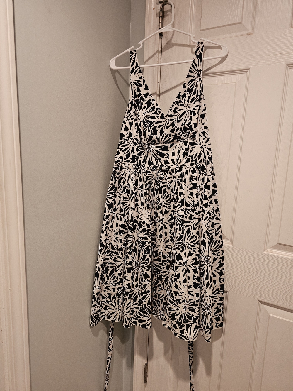 American Living Navy Blue & CreamFloral A-Line Women's Dress